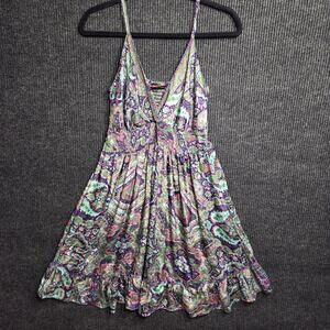 Y2k Paisley Boho Fairy Babydoll Fit and Flare Mini Dress Medium